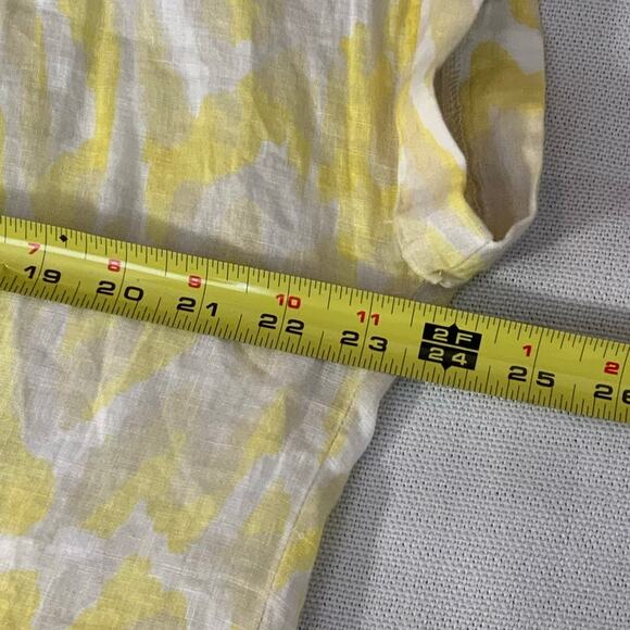 Bella Dahl Linen Printed Button Down - Layered‎ Spots Print In Yellow - Picture 6 of 7